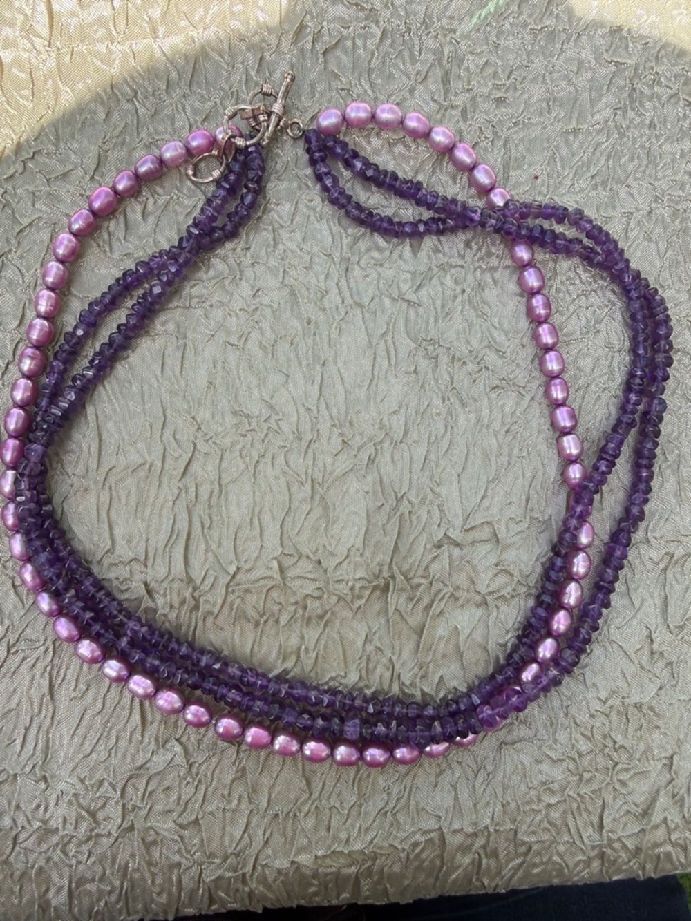 Multi-Strand Purple natural Perl and amethyst Bead Necklace - Women Jewelry